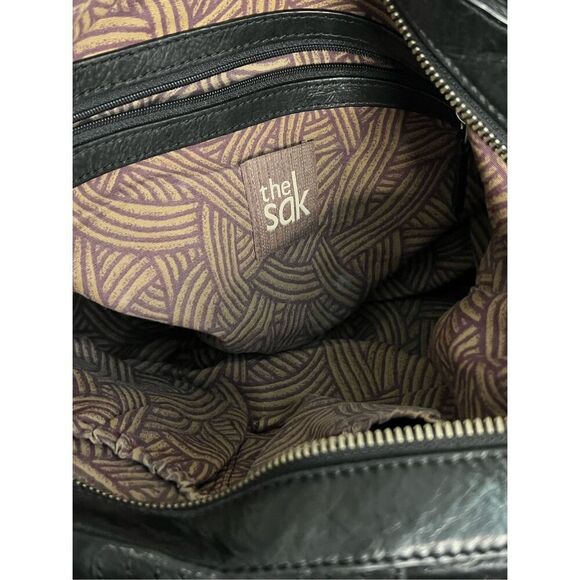 The SAK Leather Black large shoulder bag with stitching detail accents - Picture 5 of 6